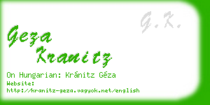 geza kranitz business card