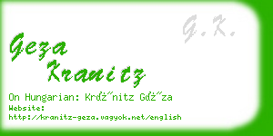 geza kranitz business card